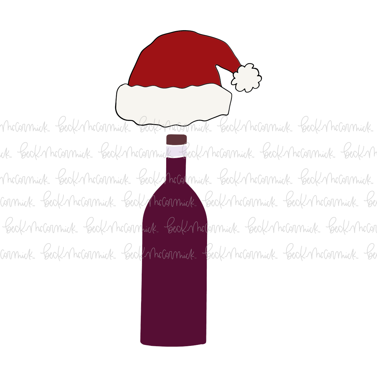 Santa Hat And Wine - Christmas SVG File