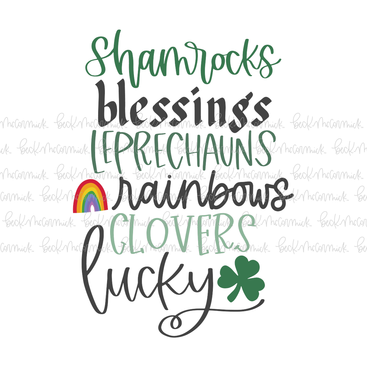 Shamrocks Blessings Leprechauns Rainbows Clovers Lucky - St. Patrick's Day SVG File