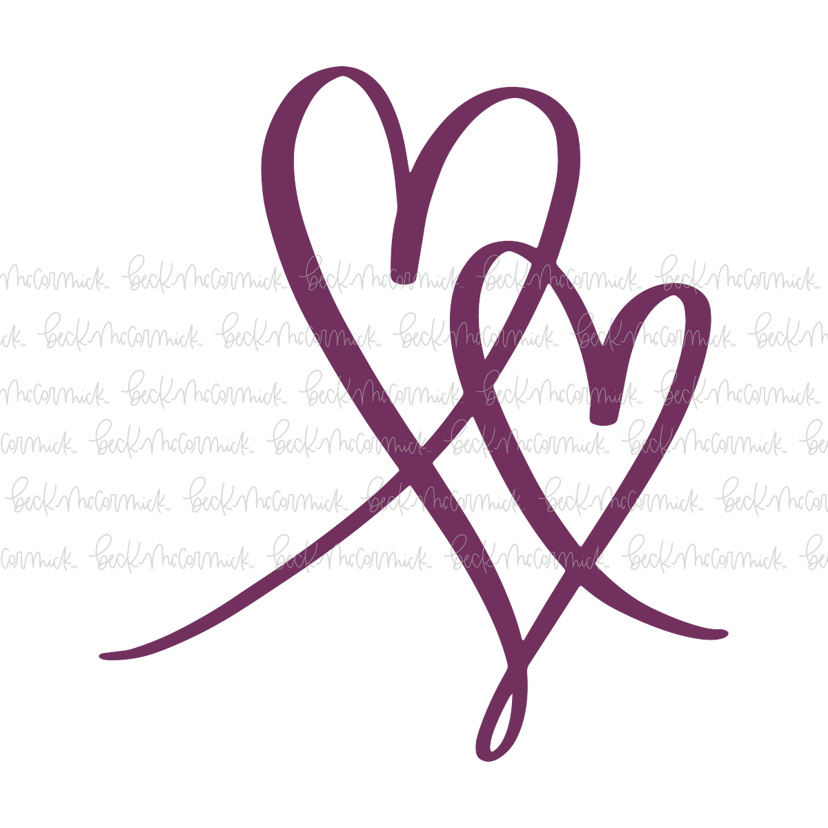 Single Line Two Hearts - Doodle SVG, Graphics