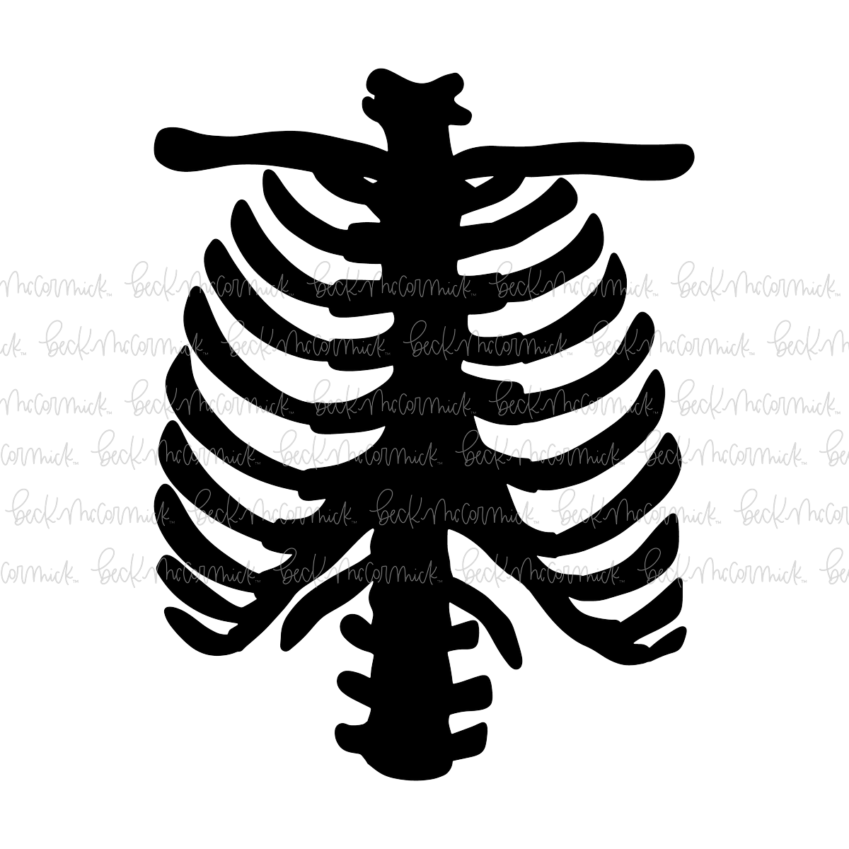 Skeleton Rib Cage With Spine And Collar Bones - Halloween SVG File