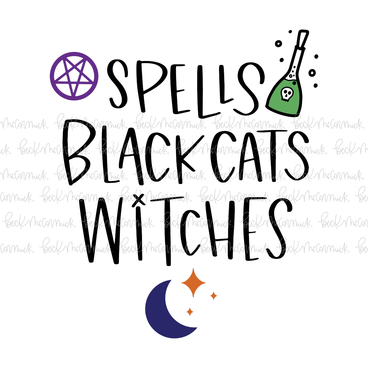 Spells Black Cats Witches - Halloween SVG File