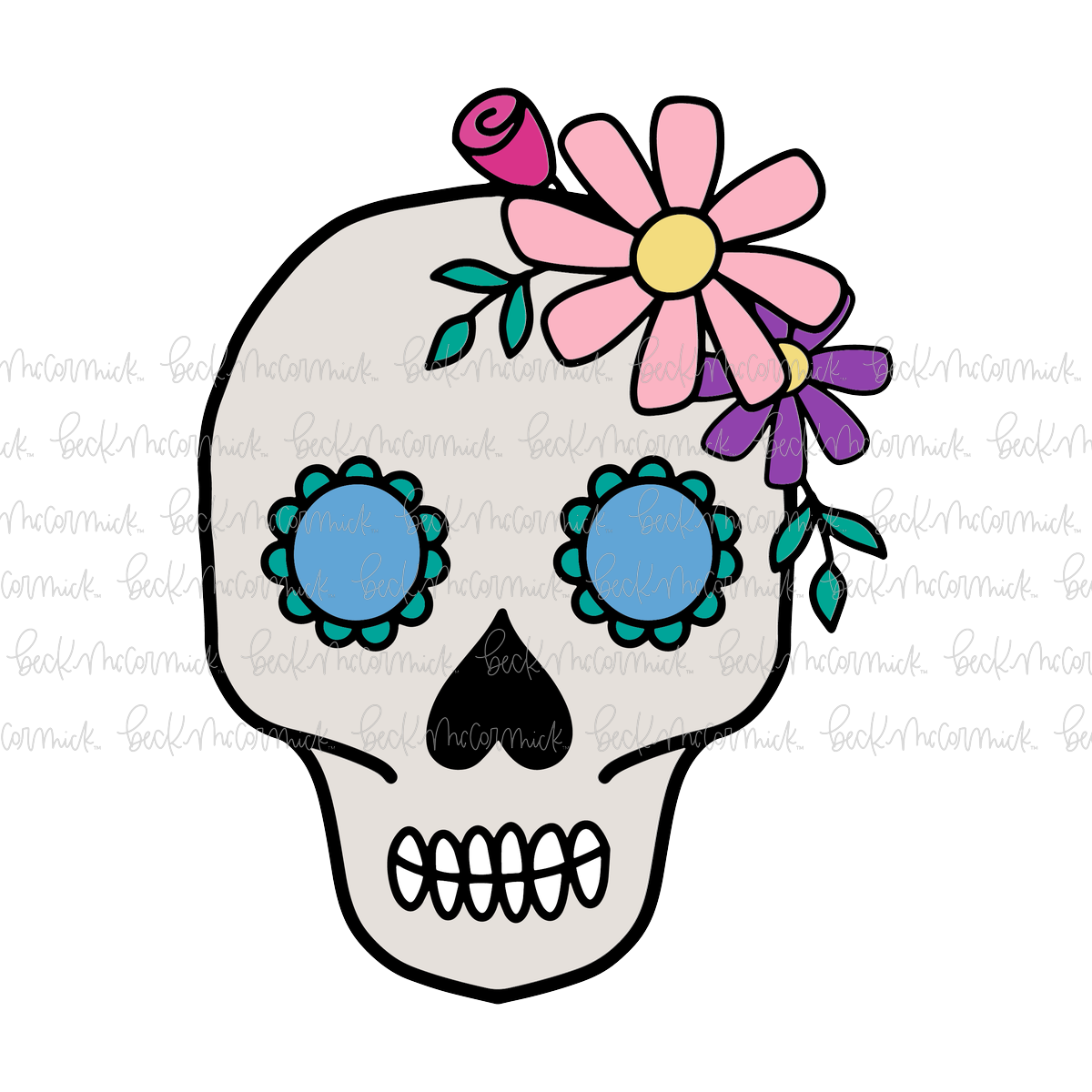 Sugar Skull Dia De Los Muertos With Flower Crown - Halloween SVG File