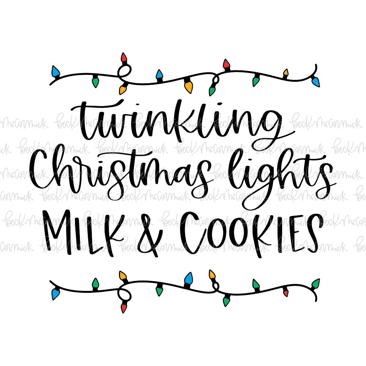 Twinkling Christmas Lights Milk And Cookies - Christmas SVG File