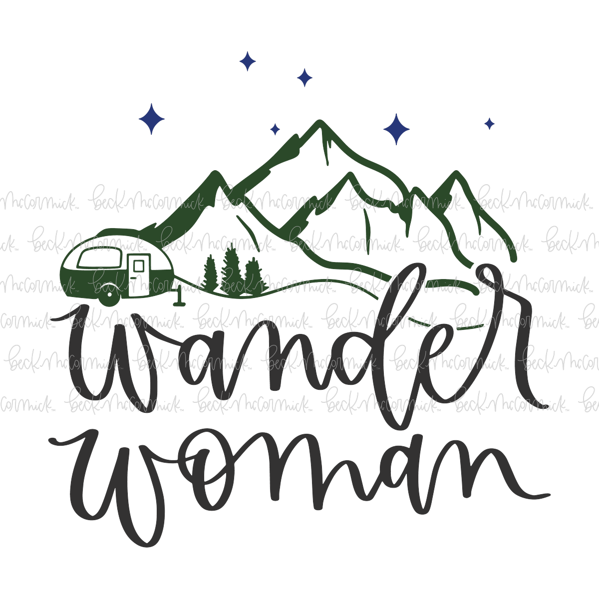 Wander Woman Mountains Camper Stars - Camping SVG File